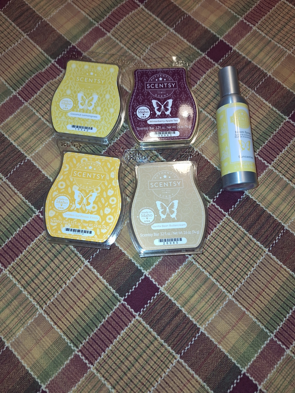 Scentsy Wax Bars & Mist Set - Yellow, Beige & Purple
